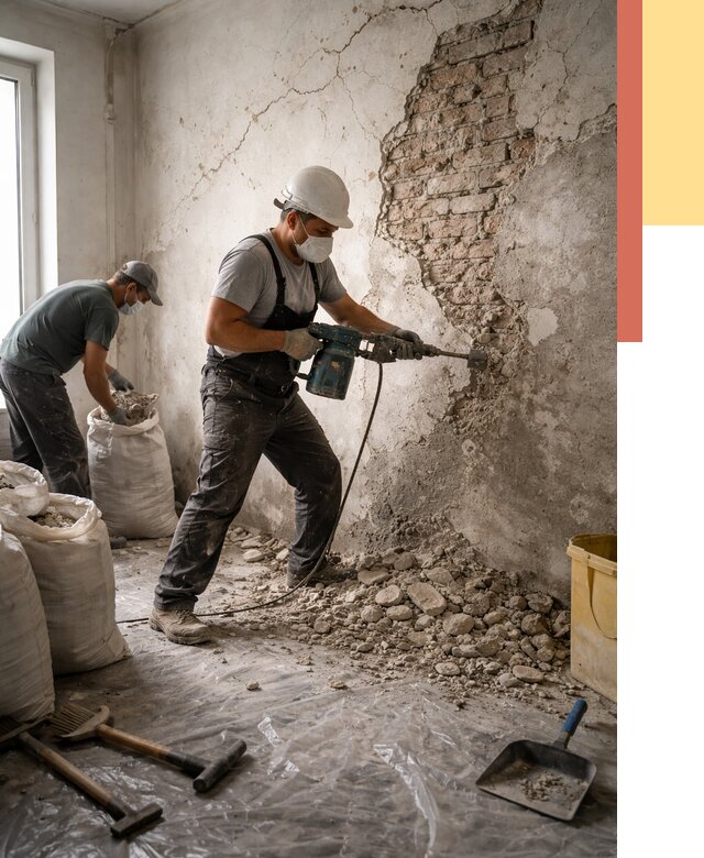 Демонтаж штукатурки со стен в Бийске от 7479 руб/м² — быстро и недорого | ОТДЕЛОЧНИК-Бск