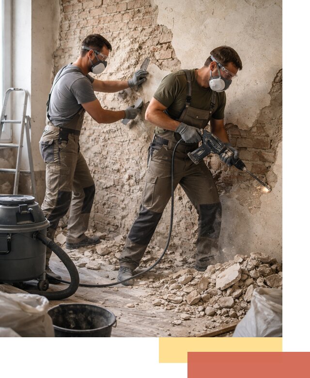 Демонтаж штукатурки со стен в Бийске быстро и аккуратно