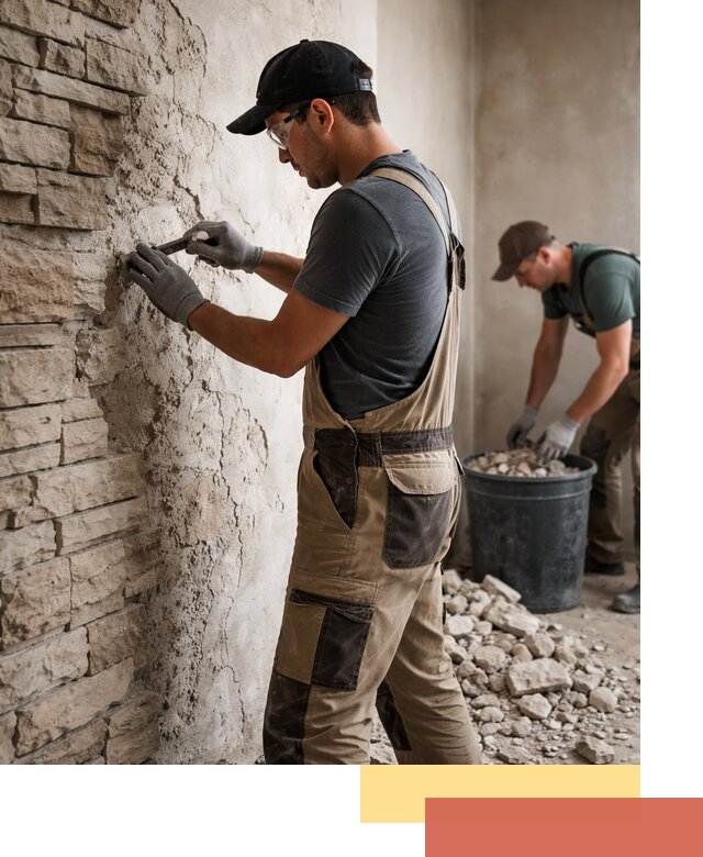 Демонтаж декоративного камня в Бийске профессионально и безопасно