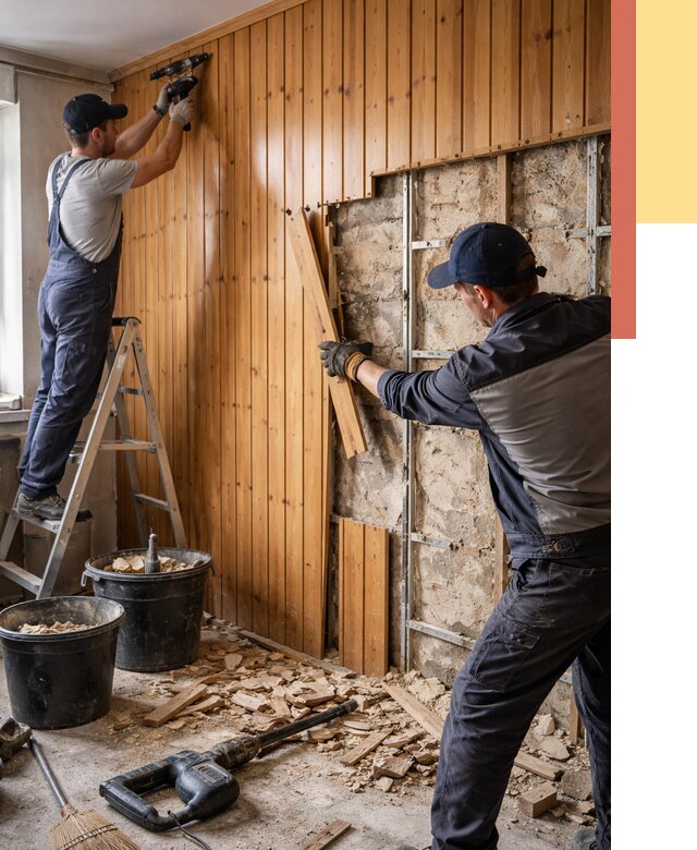 Демонтаж вагонки со стен в Бийске от 1506 руб. — снятие, удаление, срочно | ОТДЕЛОЧНИК-Бск