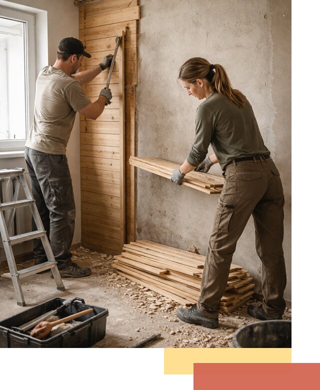 Демонтаж вагонки со стен в Бийске — профессиональный демонтаж