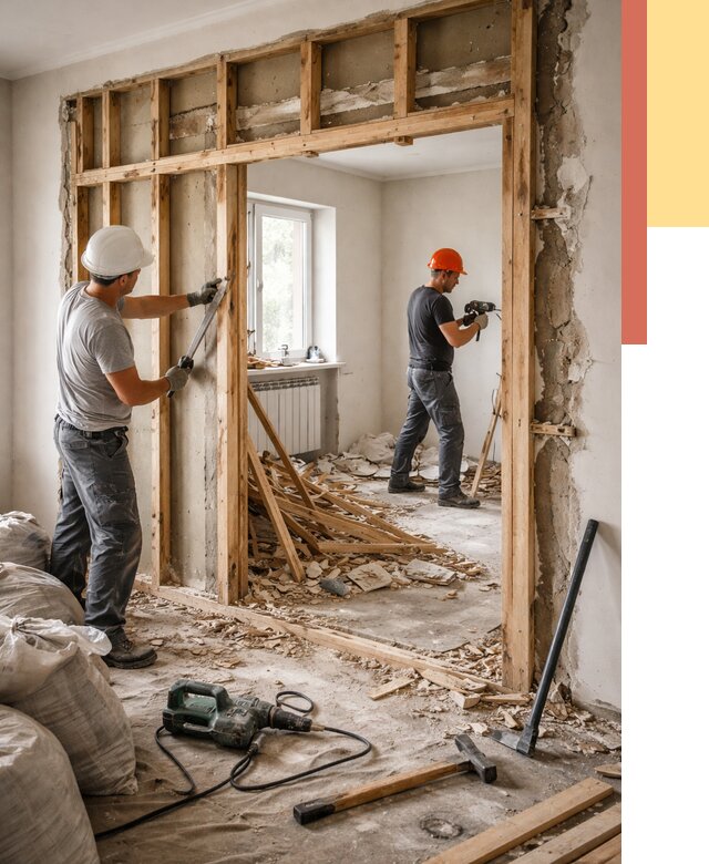 Демонтаж деревянных перегородок в Бийске от 3324 руб. — быстро и недорого | ОТДЕЛОЧНИК-Бск