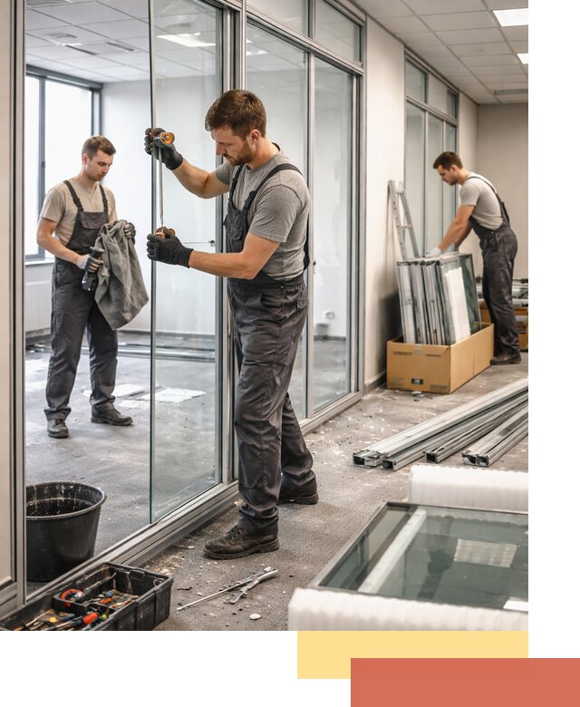 Демонтаж стеклянных перегородок в Бийске быстро и безопасно