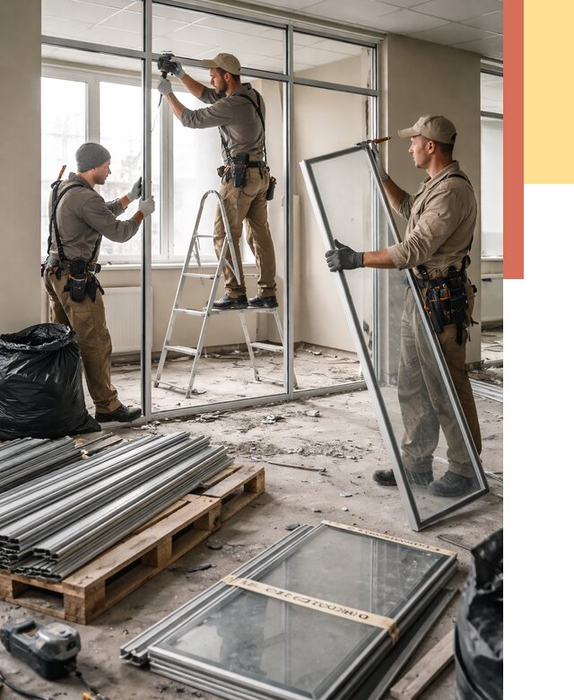 Демонтаж алюминиевых перегородок в Бийске от 4363 руб. — быстро и недорого | ОТДЕЛОЧНИК-Бск