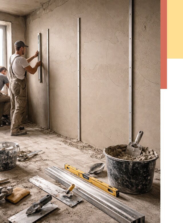 Штукатурка стен по маякам в Бийске от 5713 руб./м² — выравнивание под ключ | ОТДЕЛОЧНИК-Бск