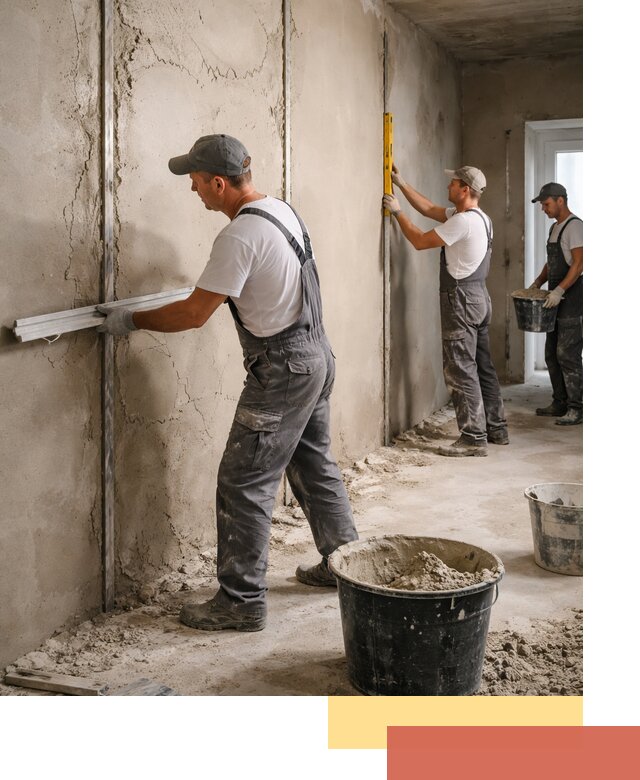 Штукатурка стен по маякам в Бийске — точная и ровная поверхность