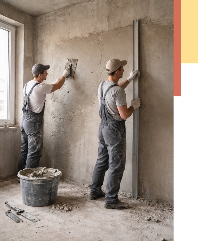 Штукатурка бетонных стен в Бийске от 4674 руб/м² — качественно и быстро | ОТДЕЛОЧНИК-Бск