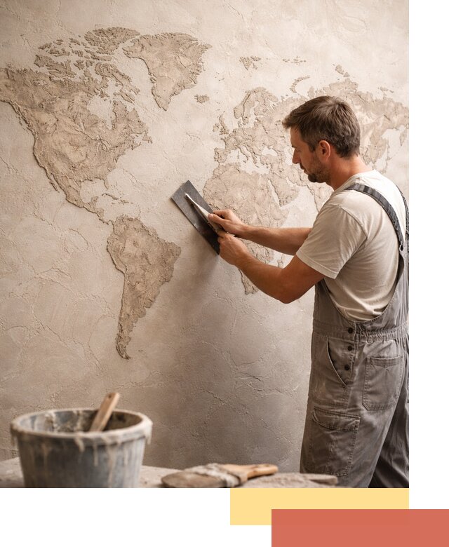 Декоративная штукатурка «Карта мира» под ключ в Бийске