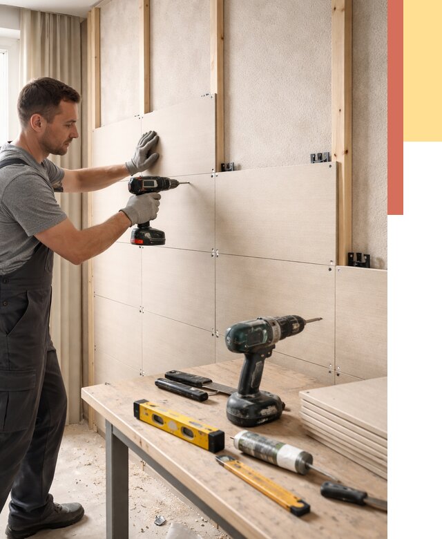 Монтаж МДФ панелей на стены в Бийске от 1298 руб. под ключ | ОТДЕЛОЧНИК-Бск