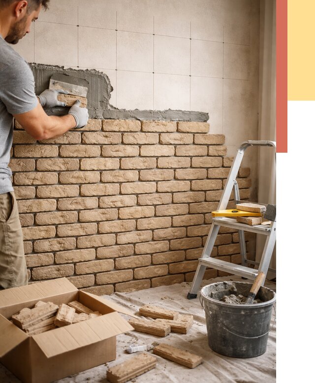 Монтаж декоративного кирпича в Бийске от 3324 руб./м² — быстро и недорого | ОТДЕЛОЧНИК-Бск