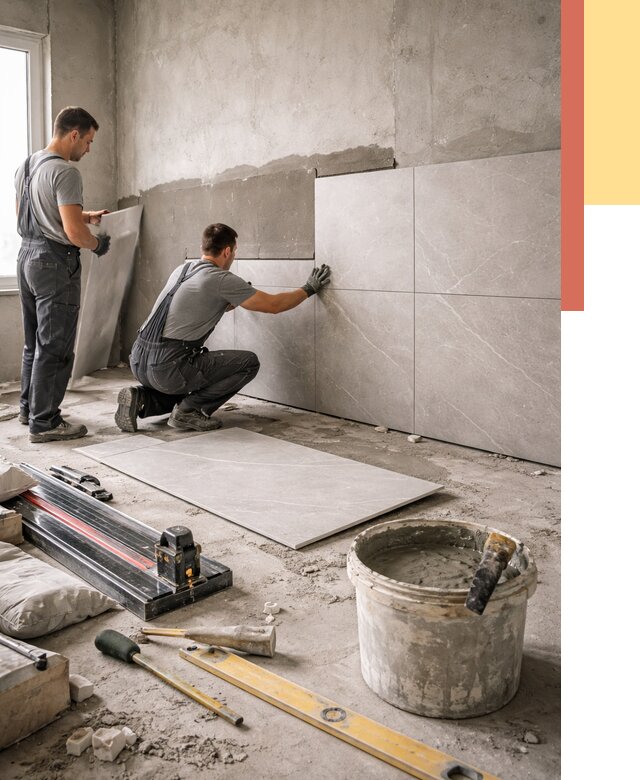 Облицовка стен керамогранитом в Бийске от 4363 руб./м² — услуги под ключ | ОТДЕЛОЧНИК-Бск