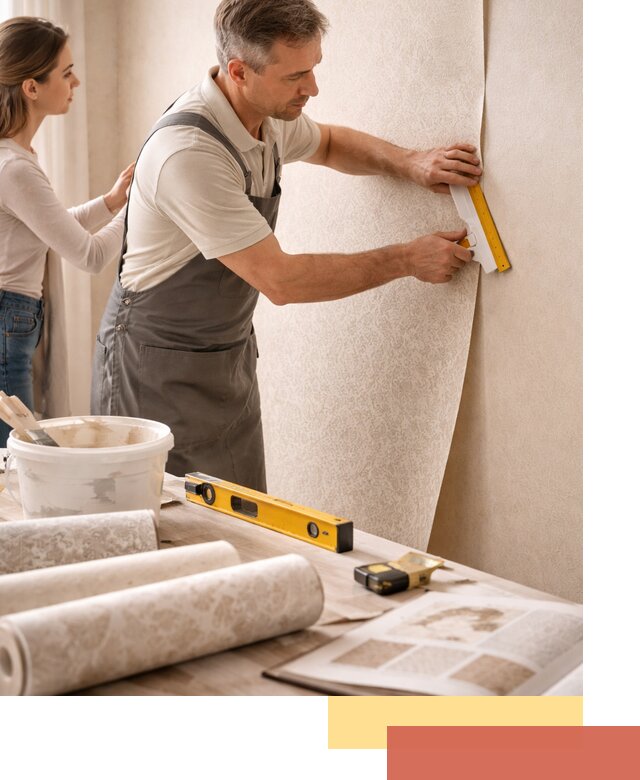 Поклейка обоев с подбором рисунка в Бийске