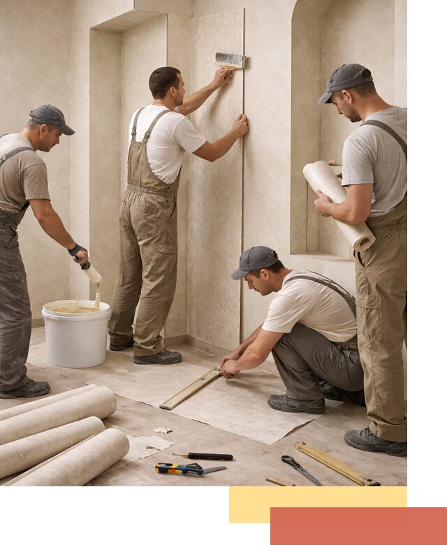 Поклейка обоев на сложные стены и неровные поверхности в Бийске