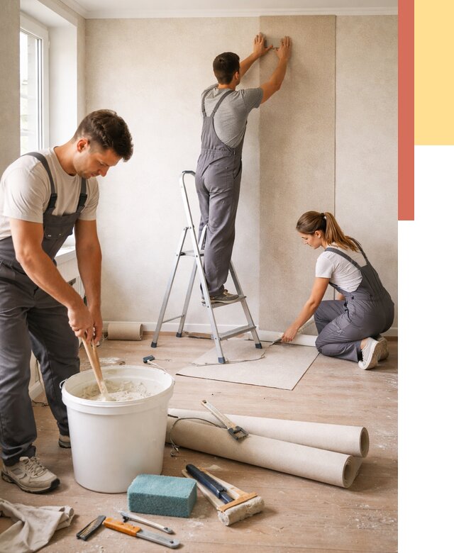 Оклейка стен обоями в Бийске от 3635 руб/м2 — быстро и недорого | ОТДЕЛОЧНИК-Бск