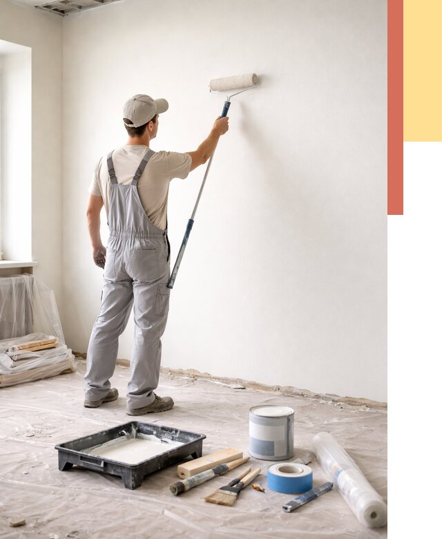 Покраска стен водоэмульсионной краской в Бийске от 467 руб. за м² | ОТДЕЛОЧНИК-Бск