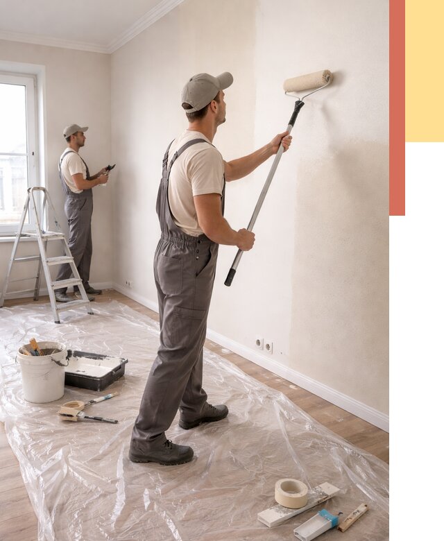 Покраска стен акриловой краской в Бийске от 3635 руб./м² — быстро и недорого | ОТДЕЛОЧНИК-Бск