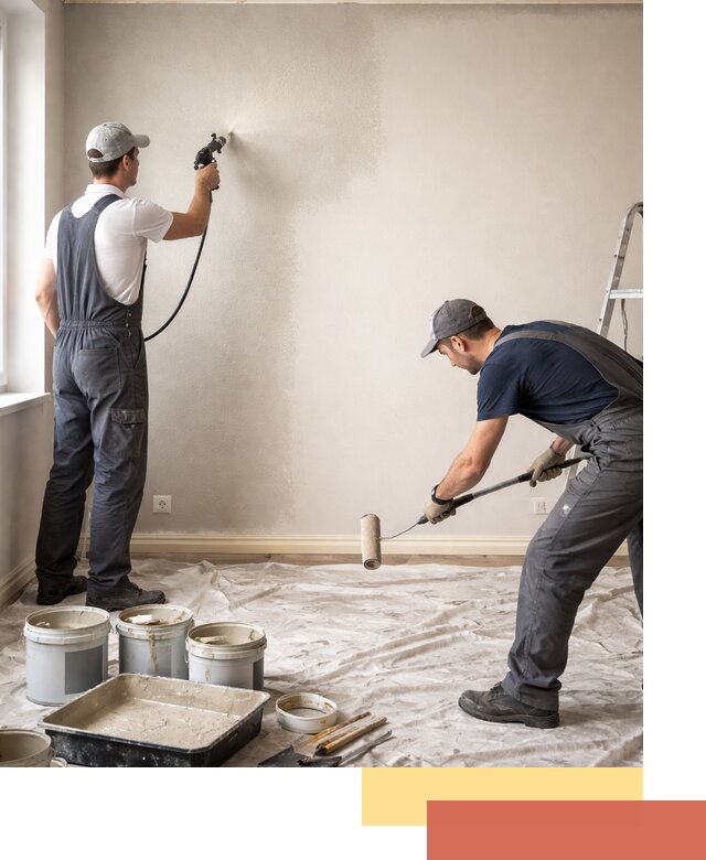 Покраска стен моющейся краской и защита поверхностей в Бийске