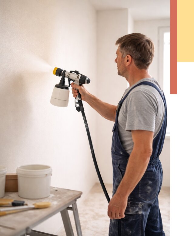 Покраска стен краскопультом в Бийске от 7790 руб. — механизированная покраска | ОТДЕЛОЧНИК-Бск