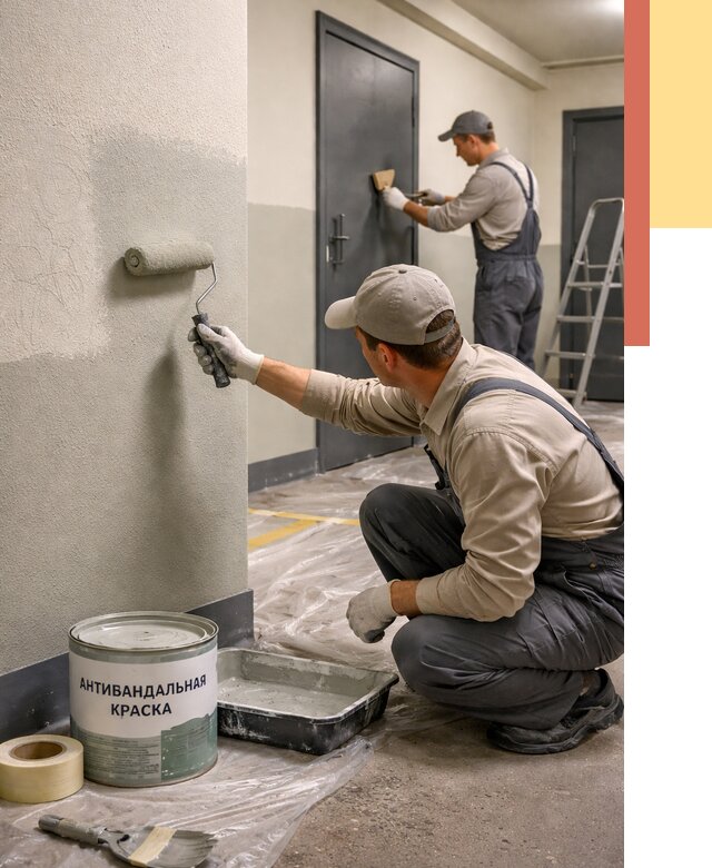 Покраска стен антивандальной краской в Бийске от 4674 руб./м² под ключ | ОТДЕЛОЧНИК-Бск