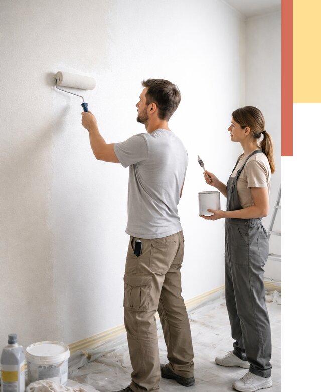 Окраска стен по стеклохолсту в Бийске от 4674 руб/м² под ключ | ОТДЕЛОЧНИК-Бск