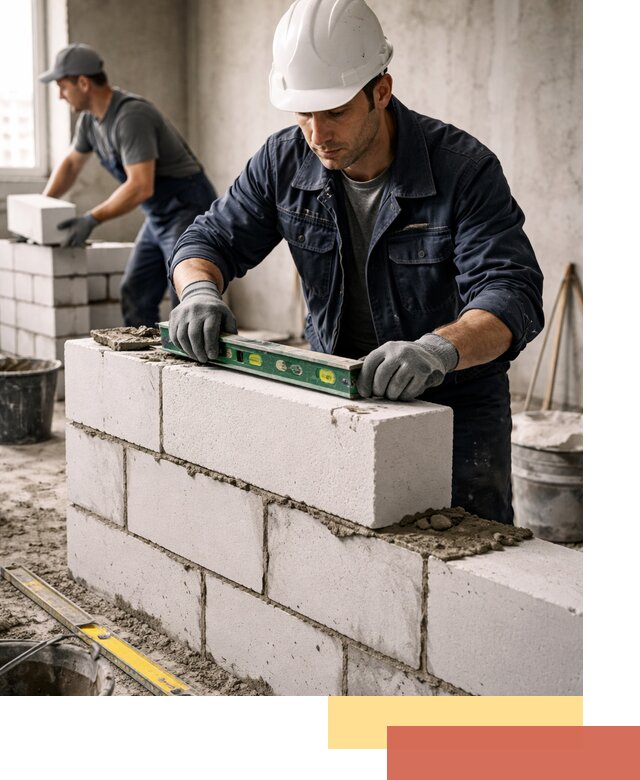 Кладка перегородок из пеноблока под ключ в Бийске