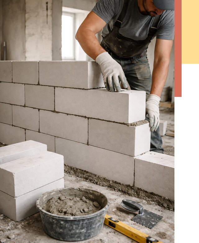 Кладка перегородок из силикатного блока в Бийске от 4155 руб. под ключ | ОТДЕЛОЧНИК-Бск