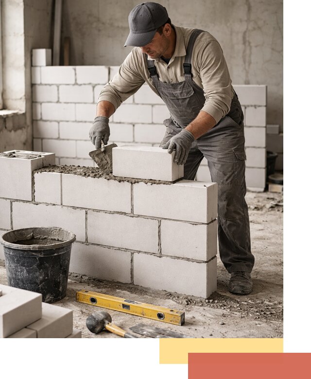 Кладка перегородок из силикатного блока в Бийске