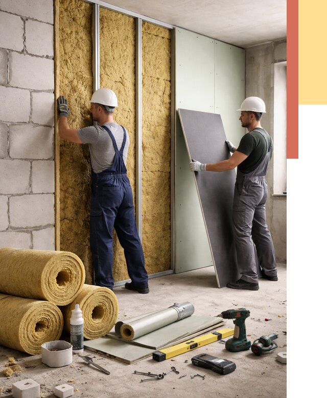 Шумоизоляция перегородок из блоков в Бийске от 1922 руб./м² — быстро и недорого | ОТДЕЛОЧНИК-Бск