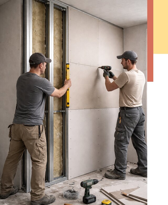 Монтаж двухслойной перегородки из гипсокартона в Бийске от 1506 руб. | ОТДЕЛОЧНИК-Бск