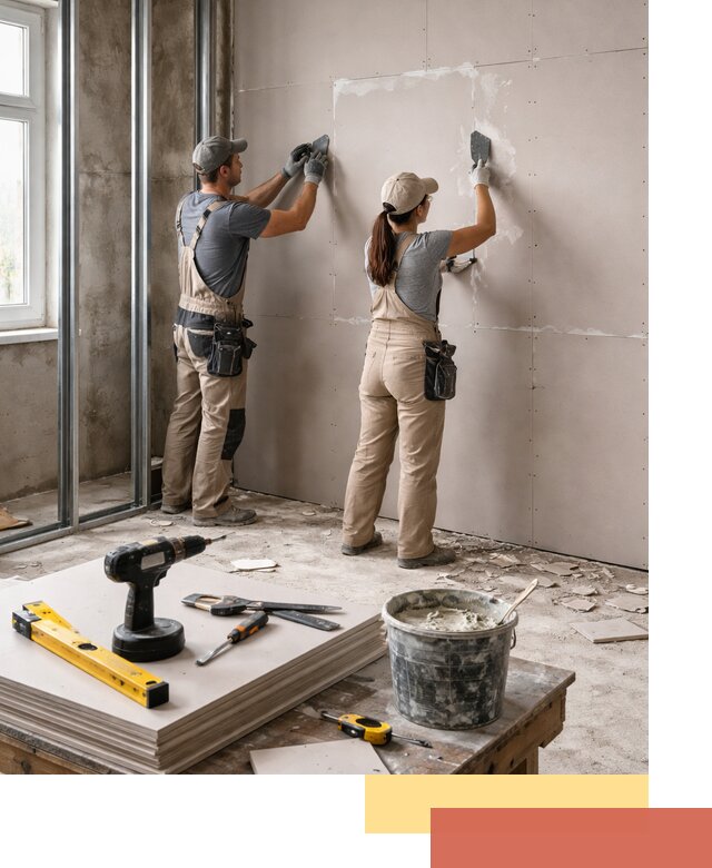 Монтаж двухслойной перегородки из гипсокартона в Бийске