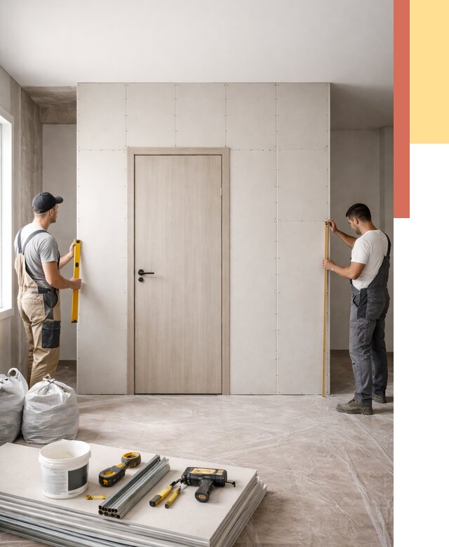 Перегородка из гипсокартона с дверью в Бийске от 4674 руб. под ключ | ОТДЕЛОЧНИК-Бск