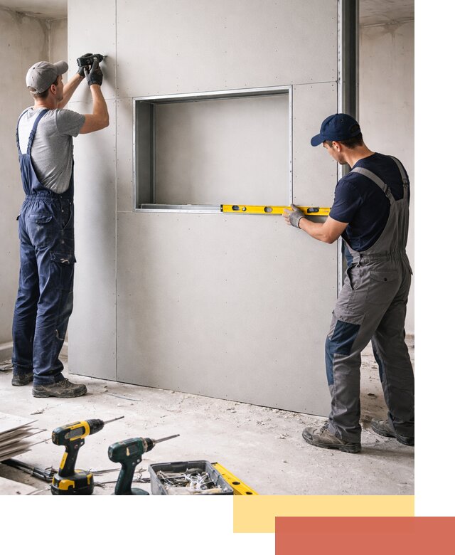 Перегородка из гипсокартона с нишей под декор в Бийске