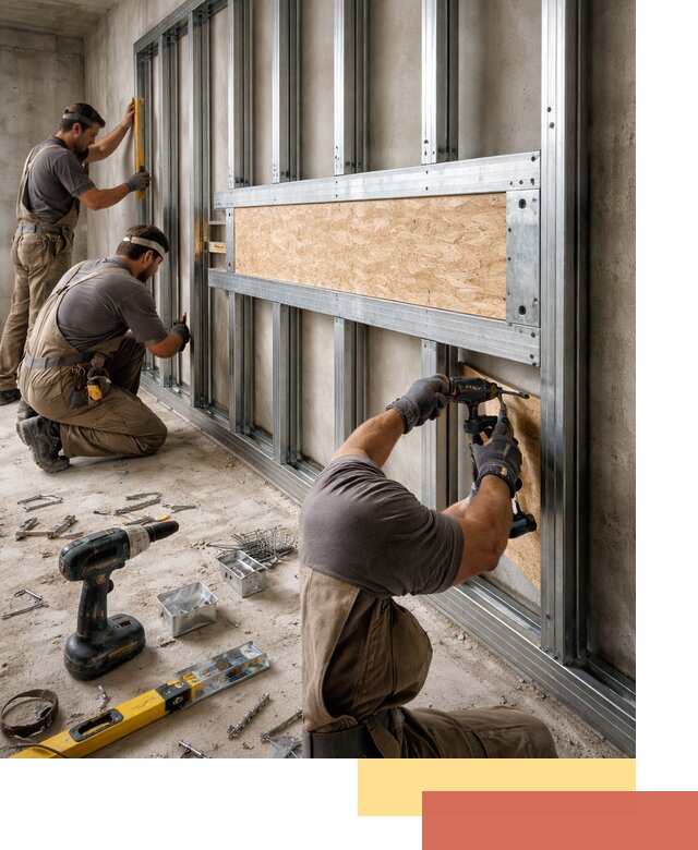 Усиленная перегородка для крепления тяжёлых конструкций в Бийске