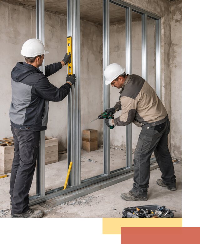 Монтаж каркаса перегородки из профиля в Бийске