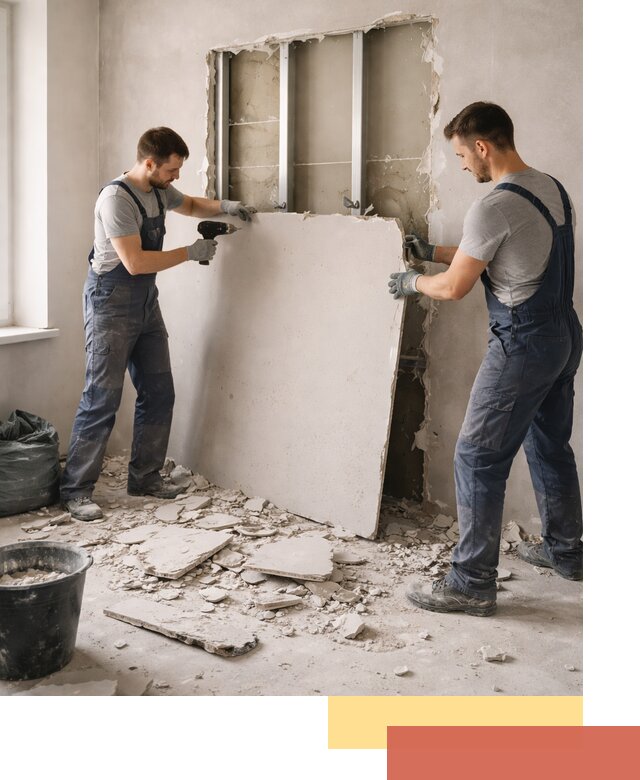 Демонтаж перегородки из гипсокартона в Бийске быстрый и аккуратный