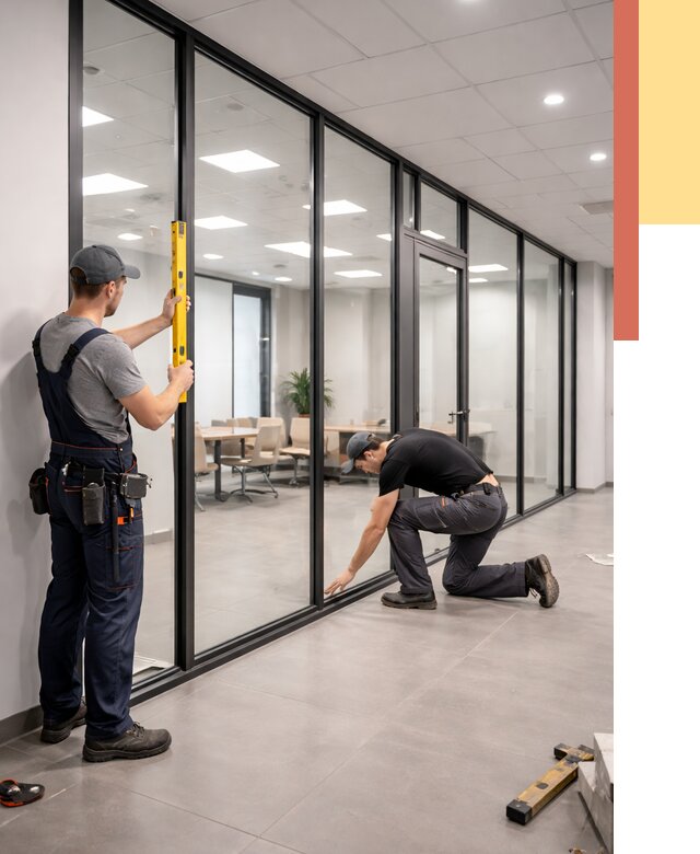 Каркасные стеклянные перегородки в Бийске под ключ от 9556 руб. | ОТДЕЛОЧНИК-Бск