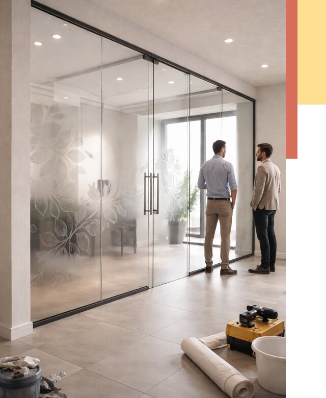 Стеклянные перегородки с рисунком в Бийске от 12984 руб. монтаж и нанесение | ОТДЕЛОЧНИК-Бск