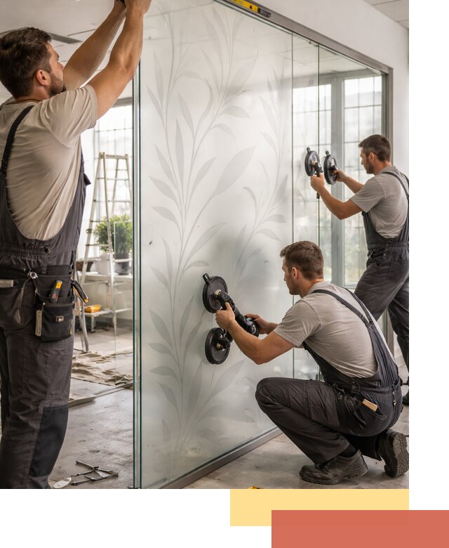 Стеклянные перегородки с рисунком на заказ в Бийске