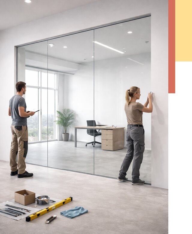 Перегородки из закаленного стекла в Бийске от 9868 руб. под ключ | ОТДЕЛОЧНИК-Бск