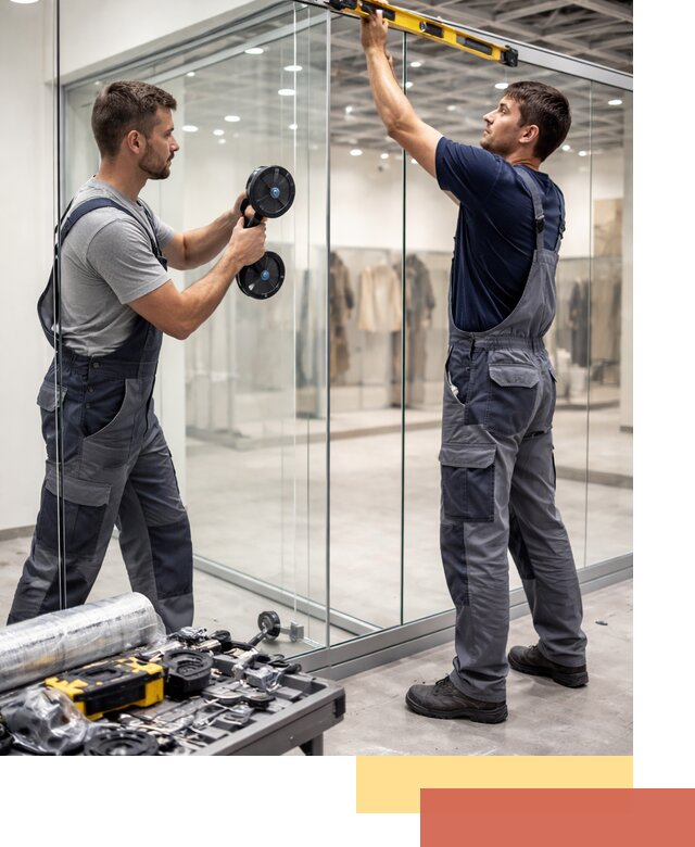 Стеклянные перегородки для магазинов в Бийске — монтаж и установка