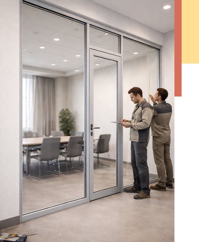 Установка и монтаж алюминиевых перегородок со стеклом в Бийске от 8517 руб. | ОТДЕЛОЧНИК-Бск