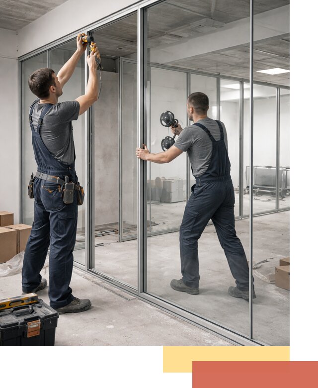 Алюминиевые перегородки со стеклом в Бийске — изготовление и монтаж