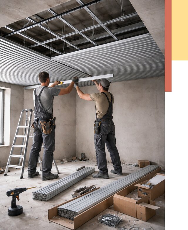 Монтаж реечного потолка в Бийске от 4674 руб. под ключ | ОТДЕЛОЧНИК-Бск