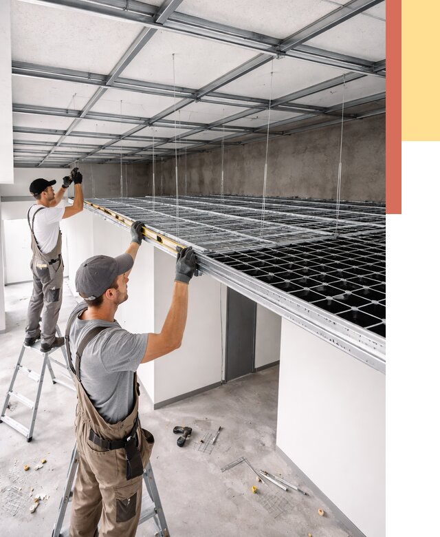 Монтаж потолка грильято в Бийске от 467 руб./м² — быстрая сборка под ключ | ОТДЕЛОЧНИК-Бск