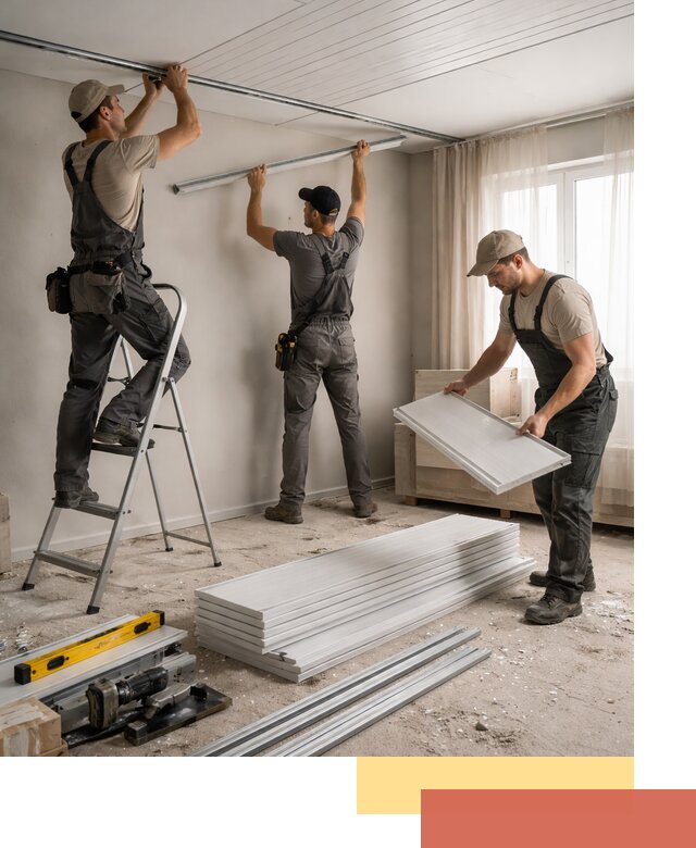 Монтаж потолка из ПВХ панелей в Бийске оперативно и качественно