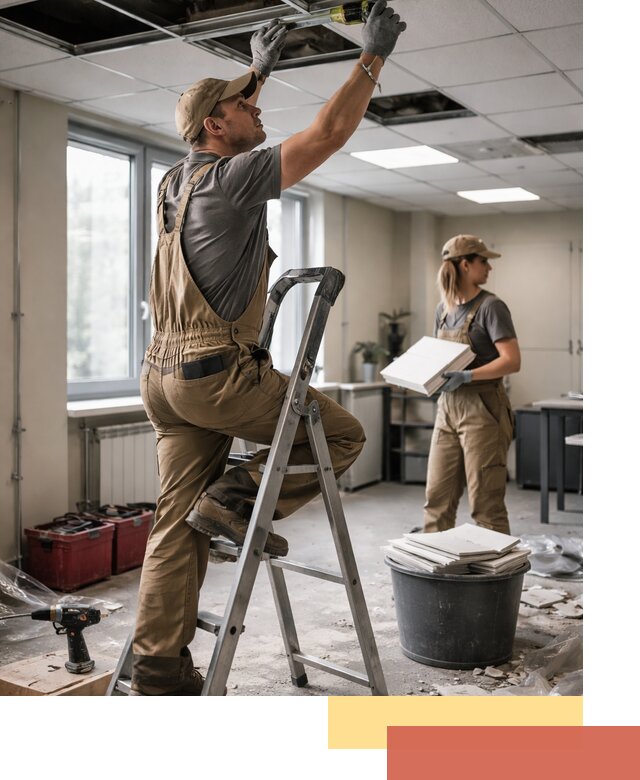 Ремонт потолка Армстронг и замена плит в Бийске