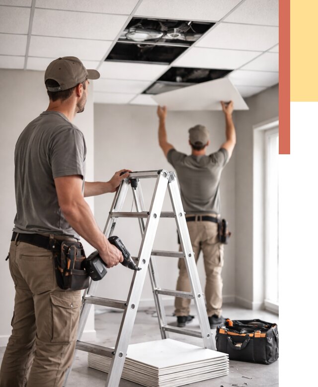 Обслуживание подвесного потолка в Бийске от 3635 руб. — быстро и недорого | ОТДЕЛОЧНИК-Бск