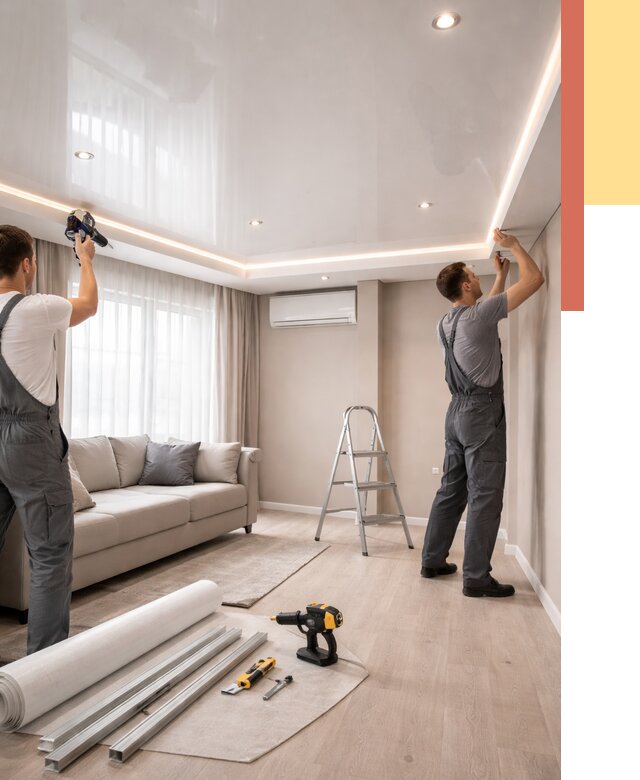 Монтаж глянцевого натяжного потолка в Бийске от 779 руб. под ключ | ОТДЕЛОЧНИК-Бск