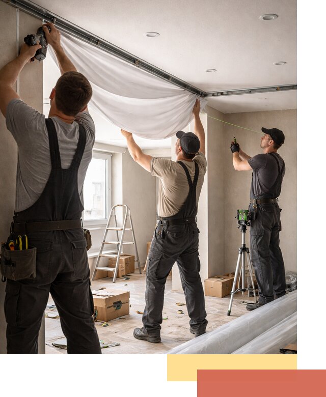 Монтаж парящего натяжного потолка под ключ в Бийске