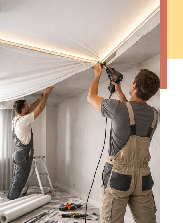 Монтаж натяжного потолка с подсветкой в Бийске от 987 руб. | ОТДЕЛОЧНИК-Бск